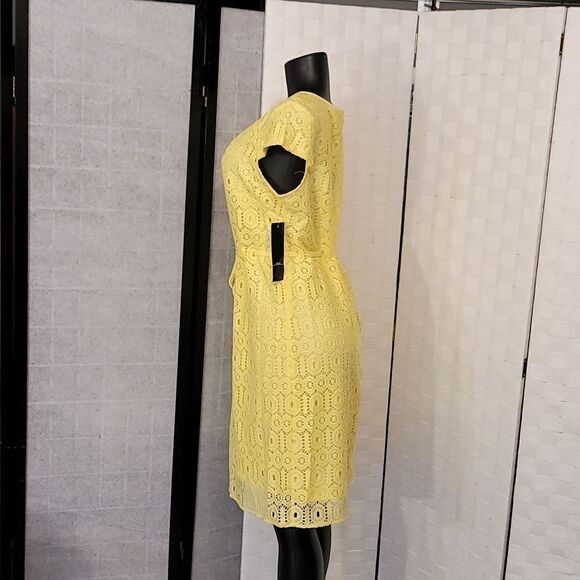 BRAND NEW R&K HIDDEN ZIPPER CLOSURE ROUND NECKLINE SHEATH LACE DRESS - Picture 9 of 15